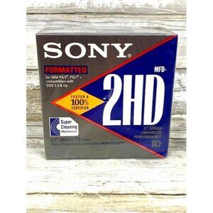Sony 10MFD-2HD 3.5" IBM Formatted Micro Floppy Diskettes 1.44MB 10 PK Sealed Box